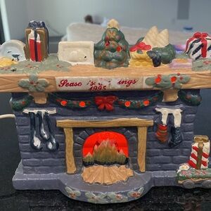 Vintage 1995 Christmas Fireplace Seasons Greetings by Badcock Home Furnishings